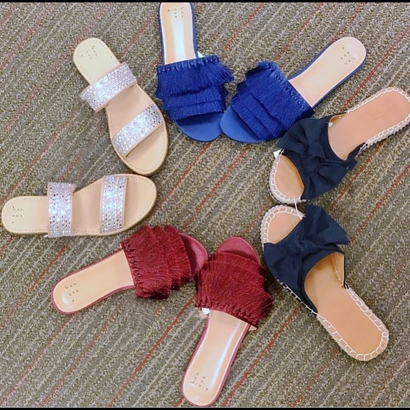 Women's Benetta Tassel Slide Sandals Blue-B1 - Picture 2 of 7